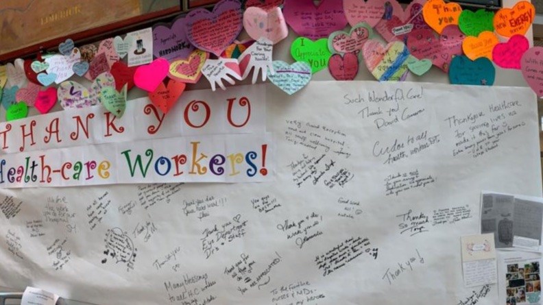 Cards of thanks sent from students to health-care workers