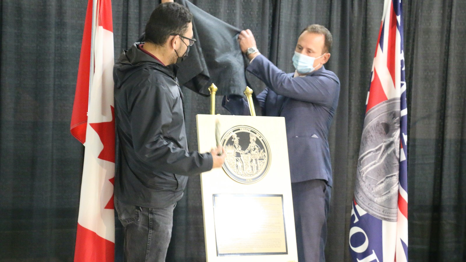 St. Anne School Treaty 6 medal installation