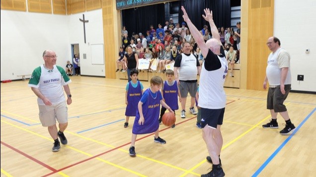 Clergy-student basketball game winds up Catholic Education Week