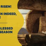 Happy Easter - empty tomb with linen cloths lying there