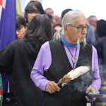 grand entry at awâsisak kâ-nîmîhtocik St. Francis School grand opening