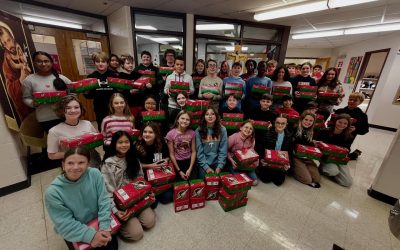 Our Grade 7 students filled 60 shoeboxes for Operation Christmas Child—spreading